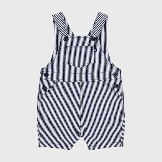 Salopette courte en toile   Rayures        de               Petit Bateau