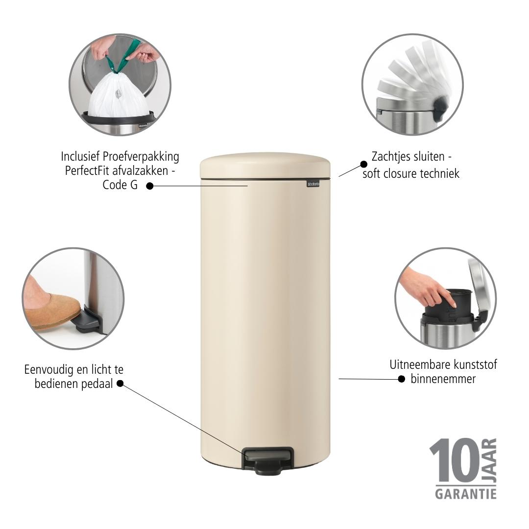 Brabantia NewIcon Pedaalemmer 30 L - Soft Beige