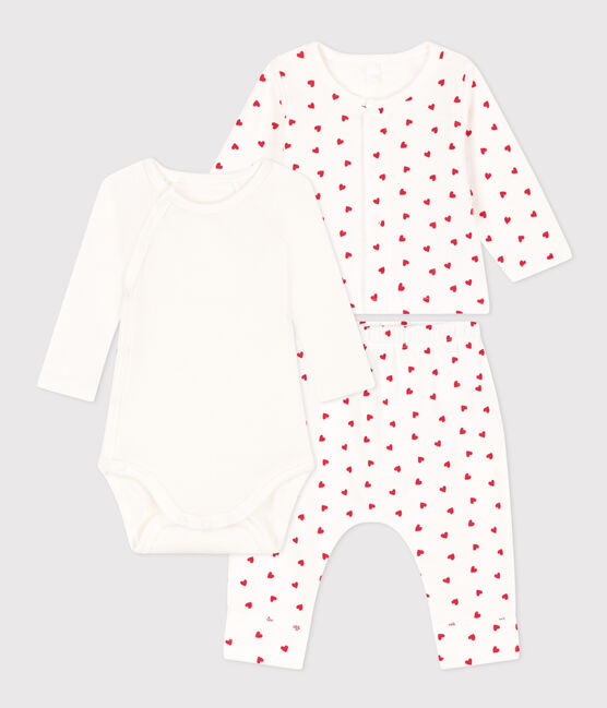Ensemble en molleton imprimé petits cœurs bébé
