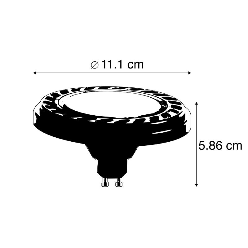 Set van 5 GU10 3-staps dimbare LED lamp AR111 8W 700 lm 2700K