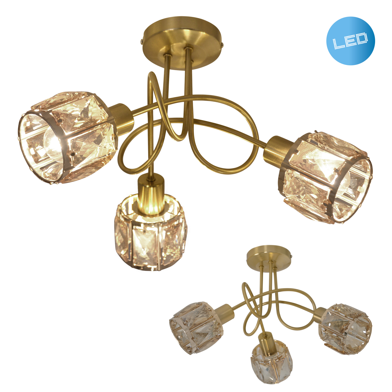 LED-Spot JOSEFA - goldfarbig - 3-flammig