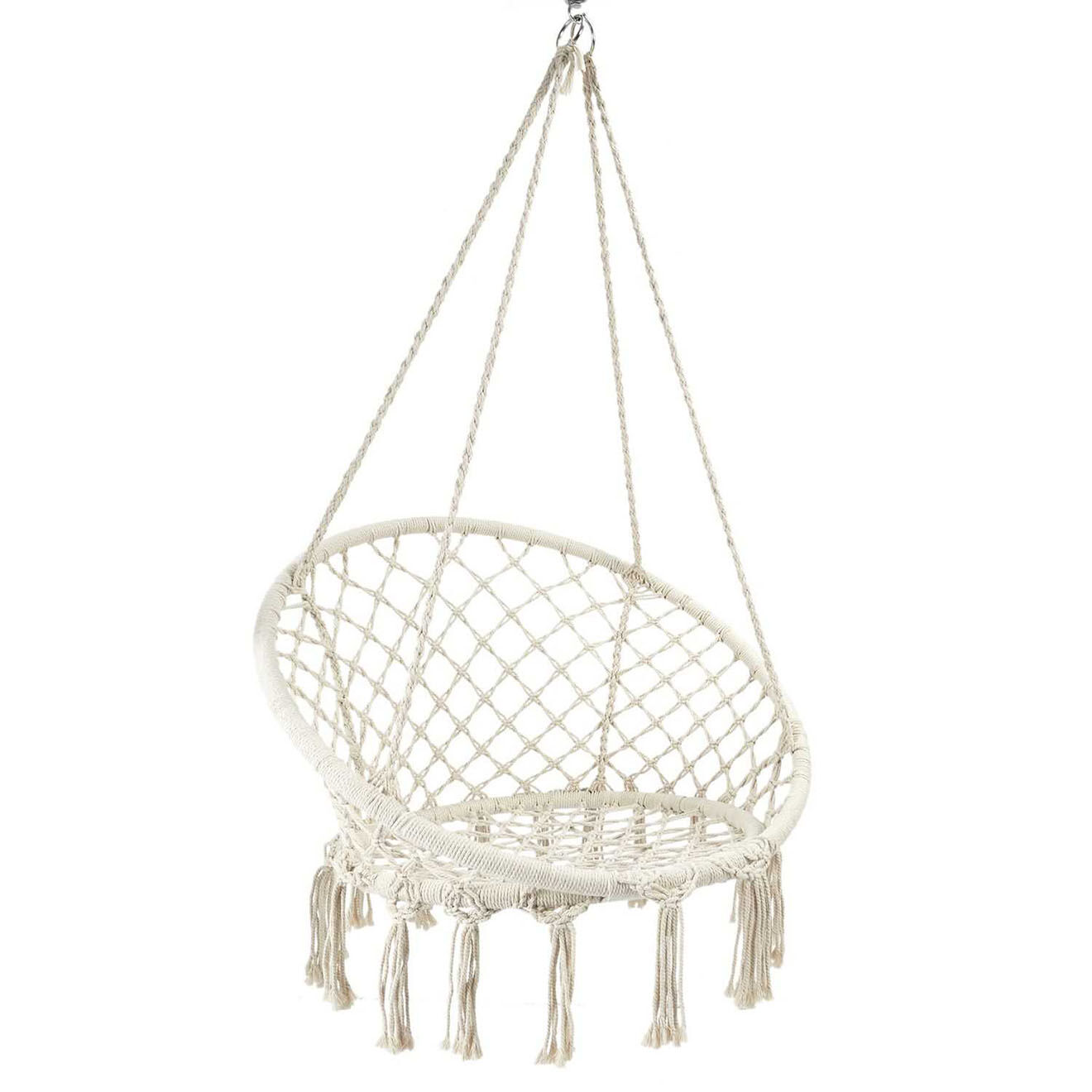 Home Deco Factory Balancelle macramé terre inconnue beige - 80x120x82 cm