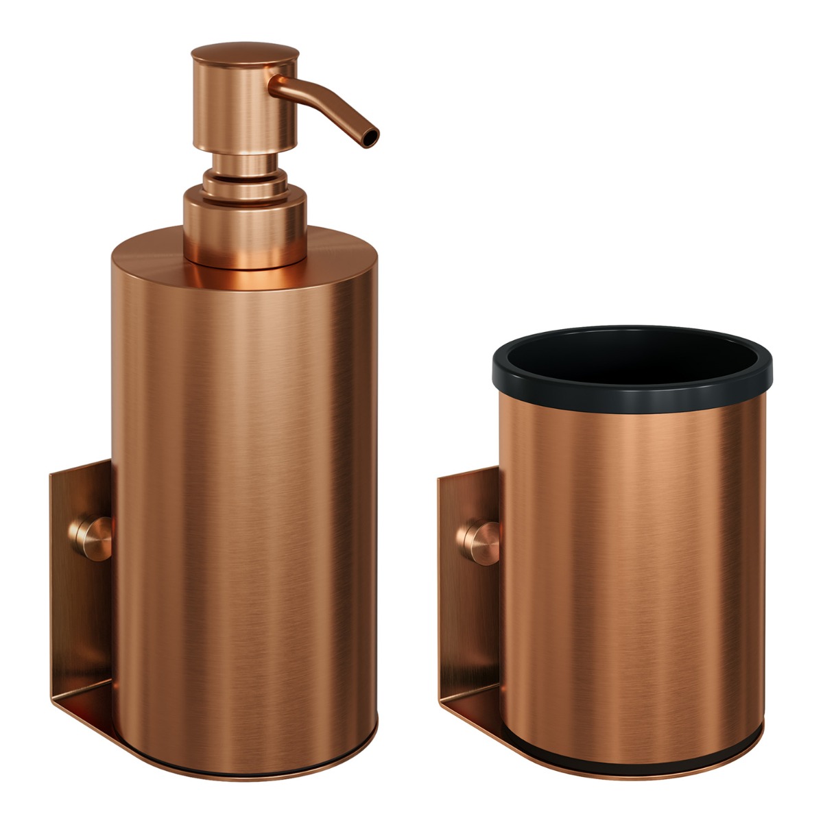 Brauer Copper Edition zeepdispenser en beker geborsteld koper