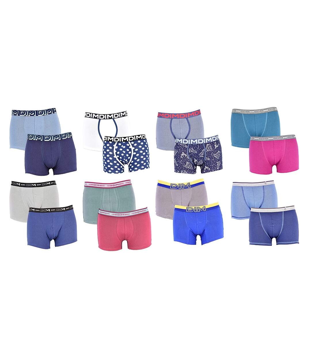 Boxer DIM Homme en coton stretch ultra Confort -Assortiment modèles photos selon arrivages- Pack de 4 Boxers Surprise