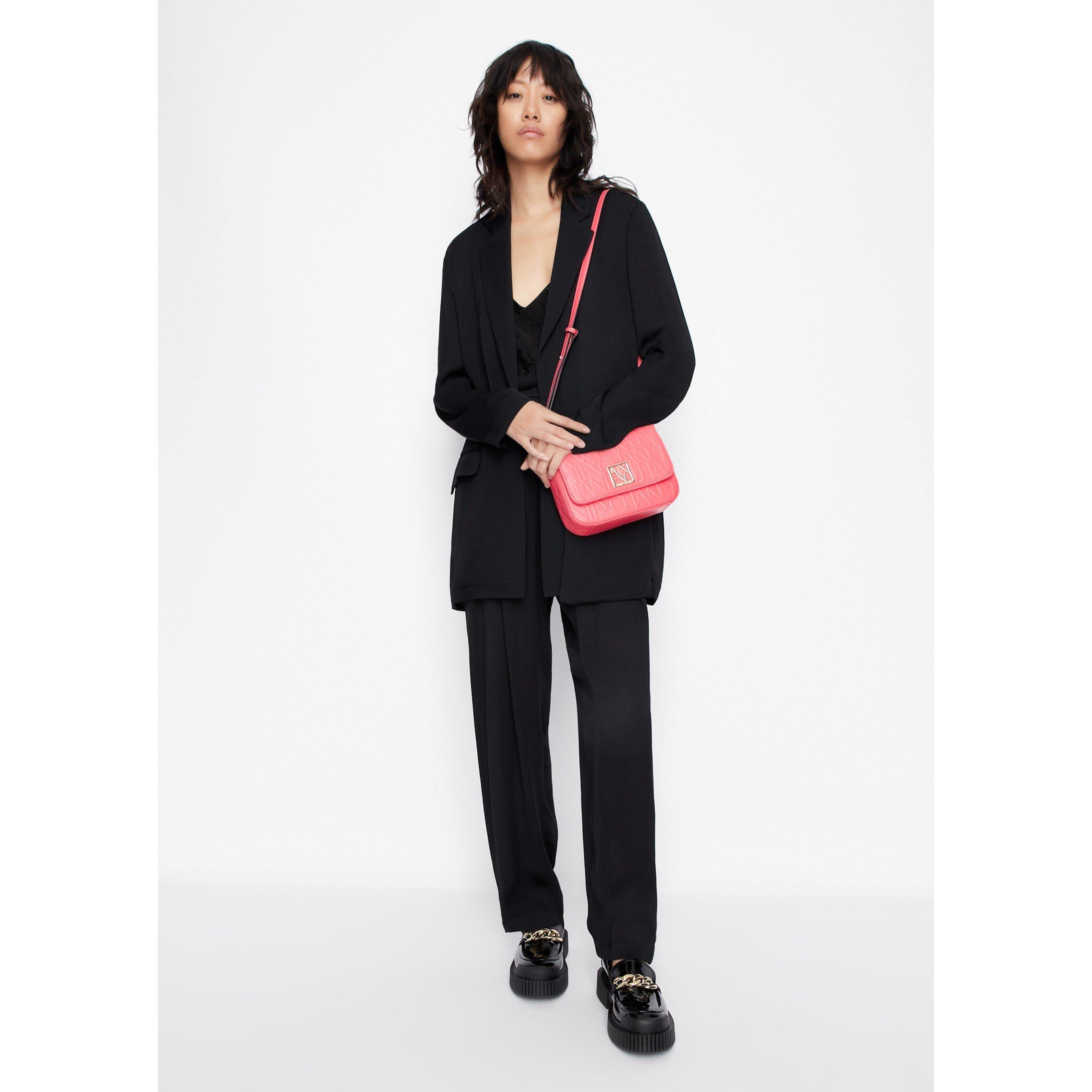 Armani Exchange Wide Leg Pleated Straight Trousers