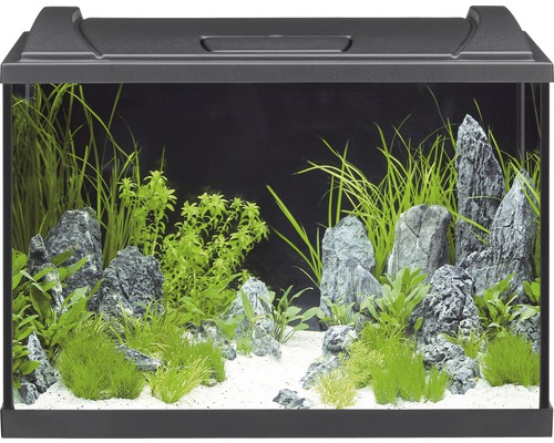 EHEIM aquaproLED 84 aquariumset met LED-verlichting, filter, verwarming, thermometer en net (zonder kast), zwart, ca. 84 L, 60 x 40 x 35 cm