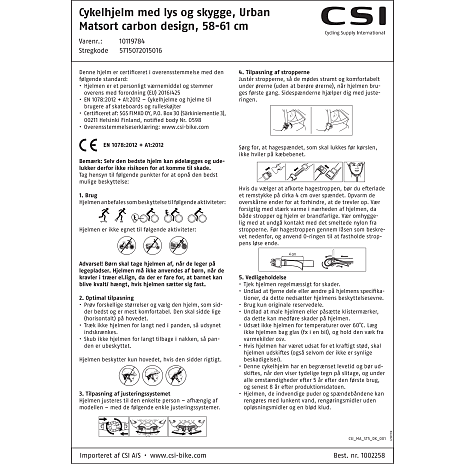 CSI cykelhjelm med lys - carbon