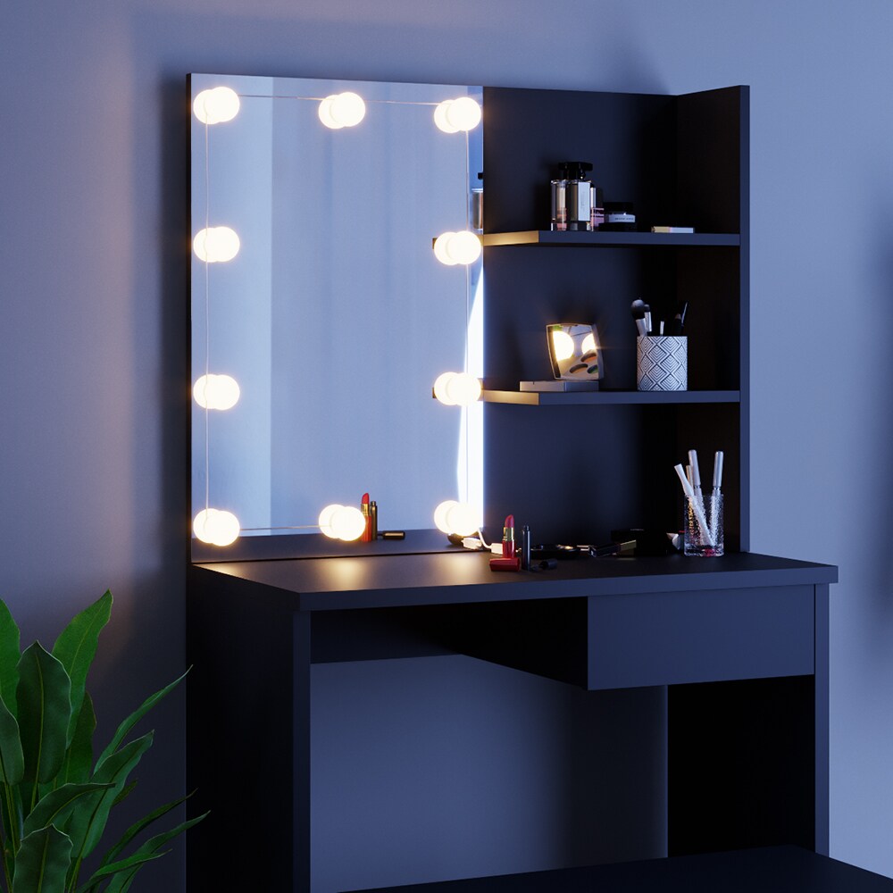 VICCO Schminktisch DEKOS mit LED und Bank Frisierkommode Frisiertisch Spiegel