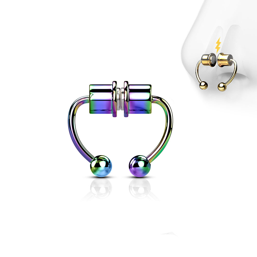 Fake Septum 316L Chirurgenstahl Magnetisches Nasenpiercing Hufeisen - Bunt