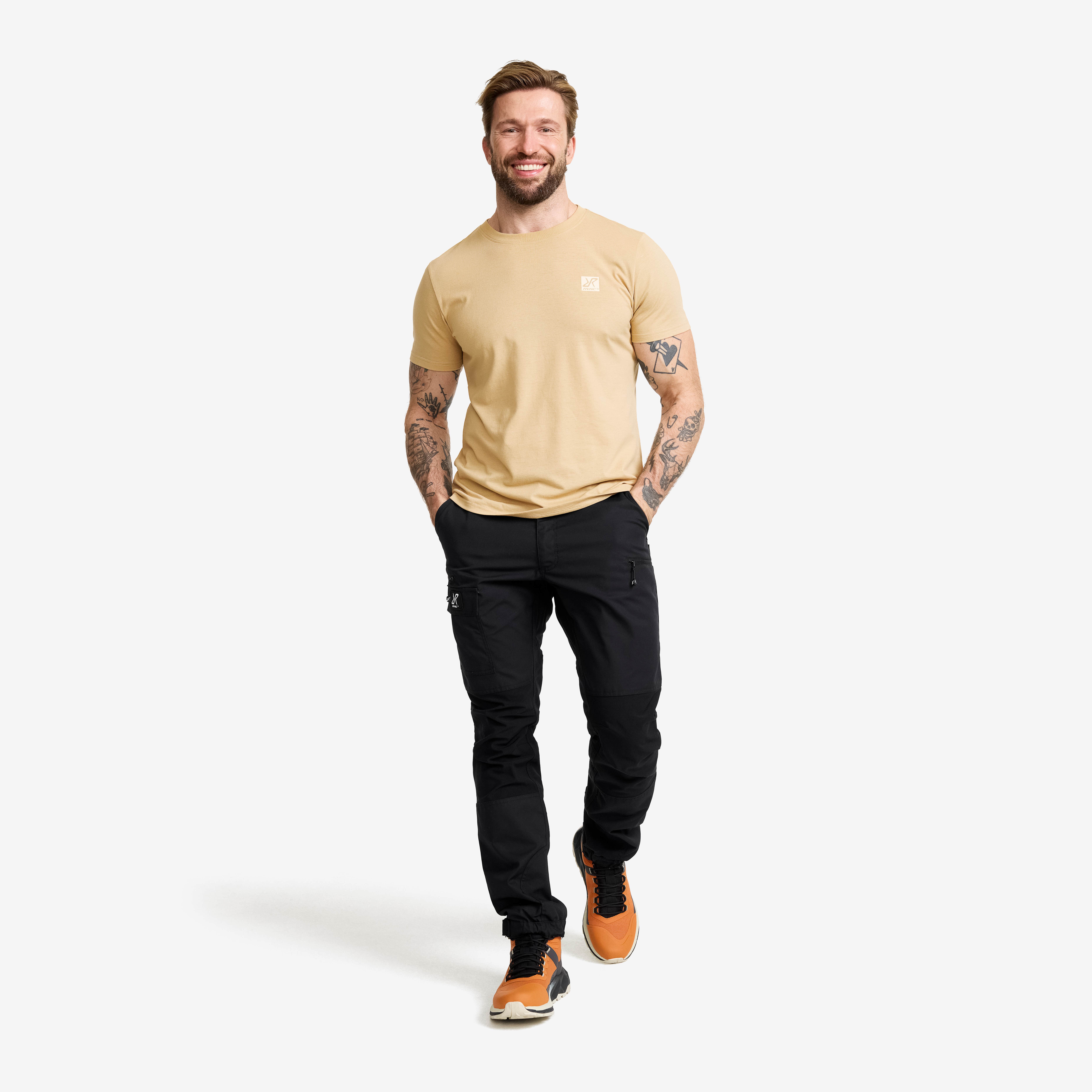 Easy Graphic Logo T-shirt Slim Fit Herre Safari Beige
