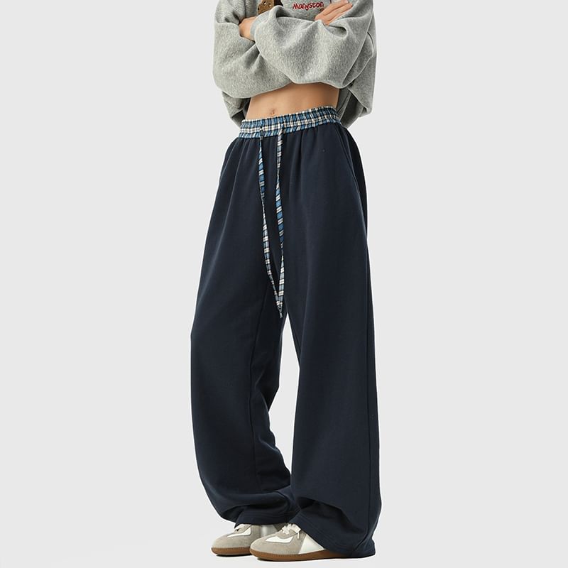 Kimeya - Hoge taille effen wijde broek