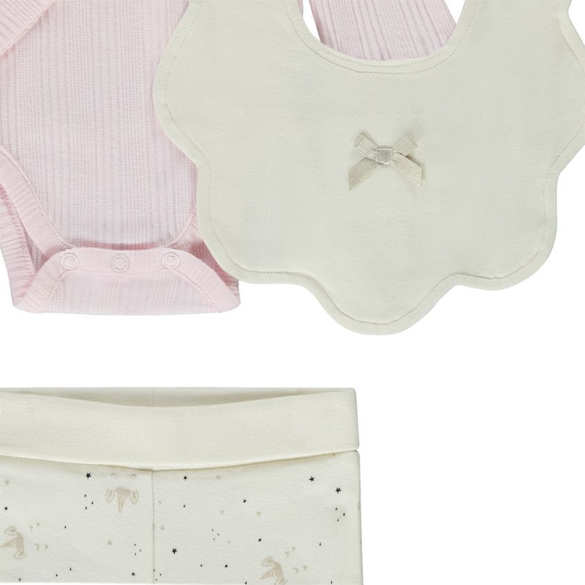 Lot de 2 ensembles 3 pièces interchangeables pour bébé fille - Rose