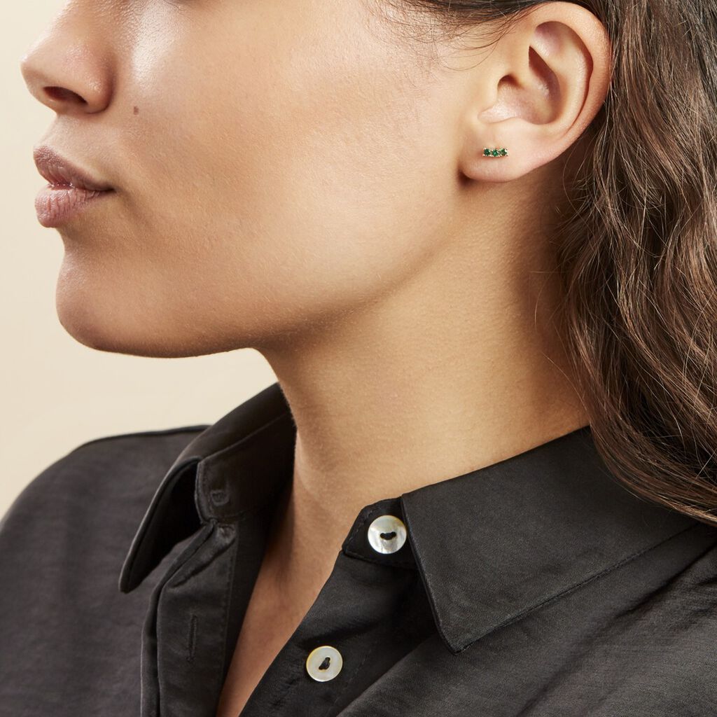 Boucles D'oreilles Puces Plaqué Or Jaune Alodia Spnielles