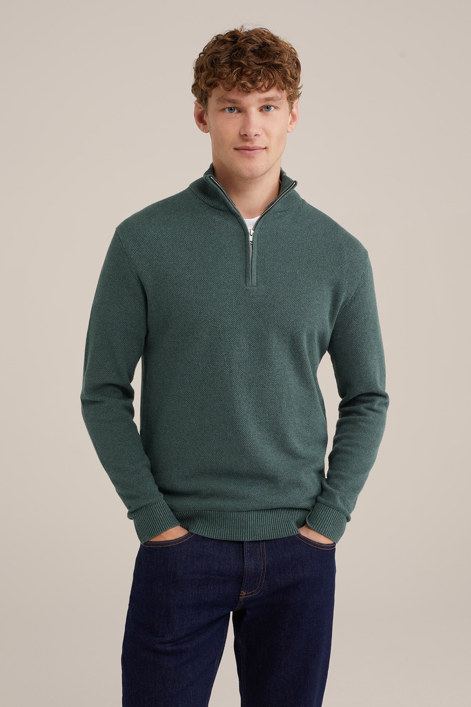 trui met rits WE Fashion Donkergroen