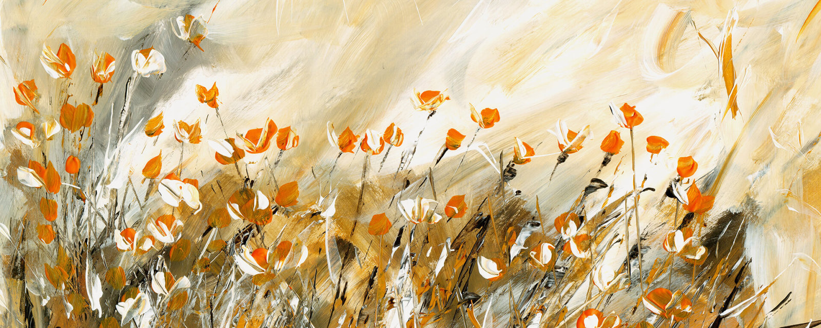 Leinwandbild MORGENSONNE - beige-braun - 100x40 cm