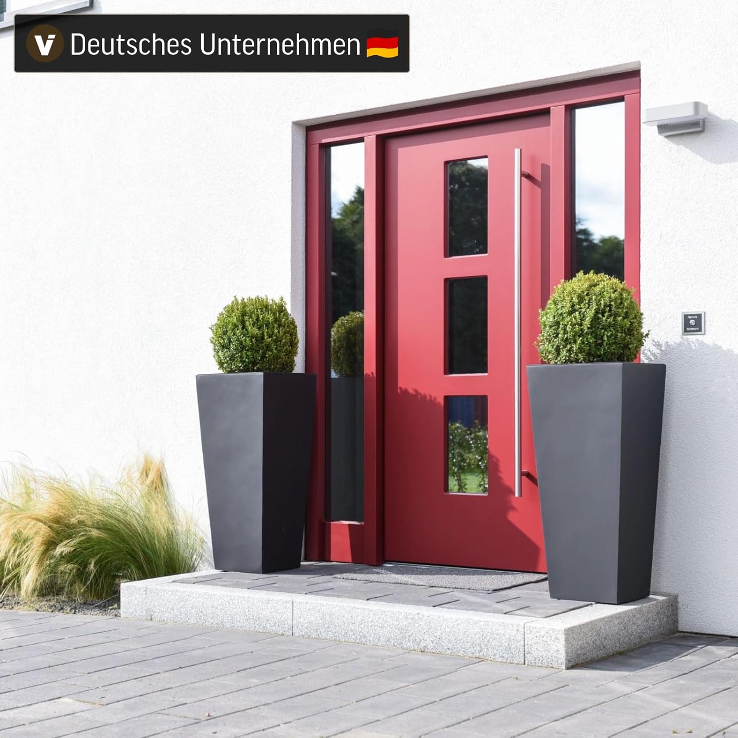 VIVANNO Pflanzkübel Fiberglas anthrazit-grau 35x35x70 cm – wetterfest, frostbeständig, für Innen- und Außenbereich