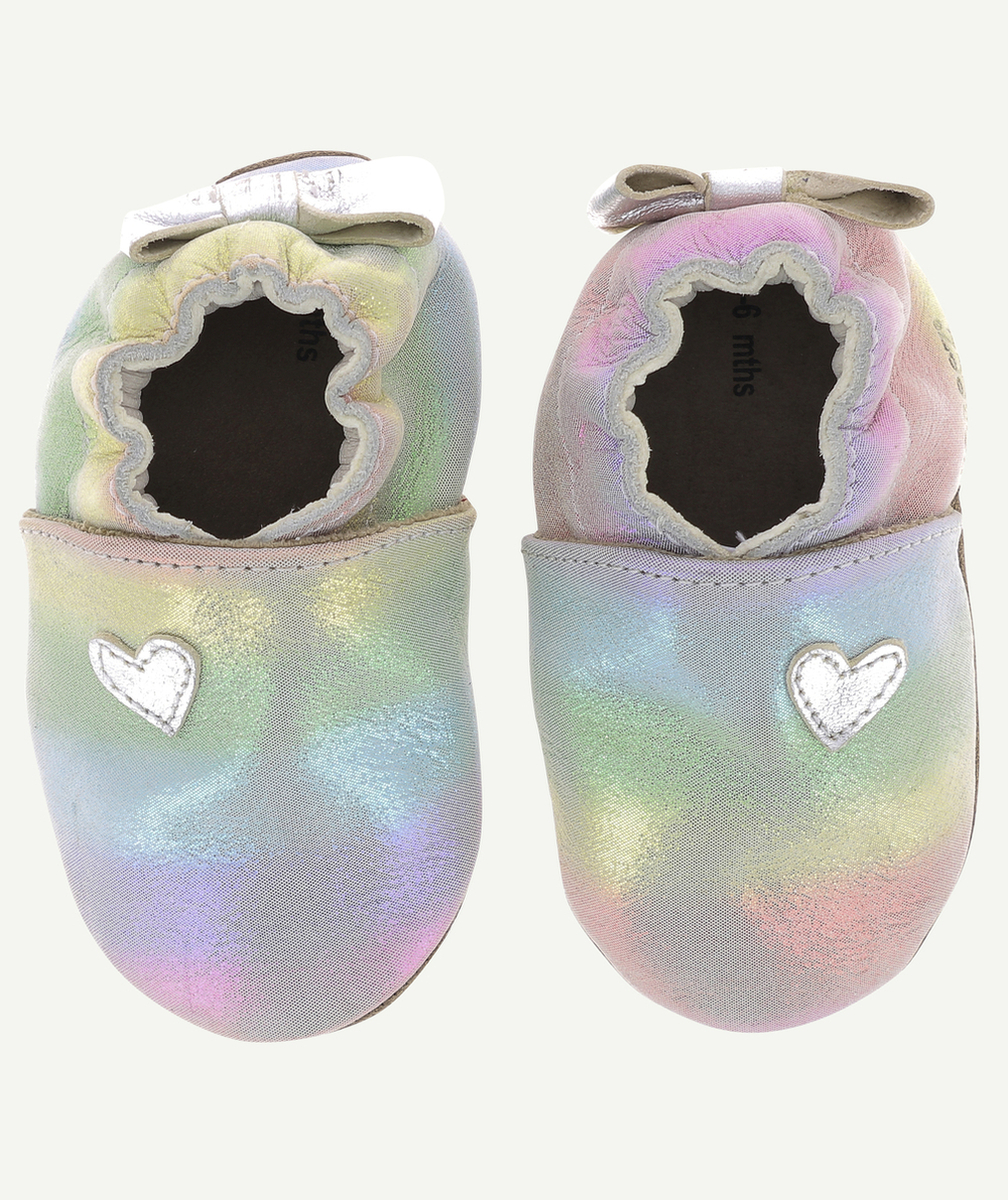 ROBEEZCHAUSSONS BÉBÉ MULTICOLOR EN CUIR AVEC COEUR
