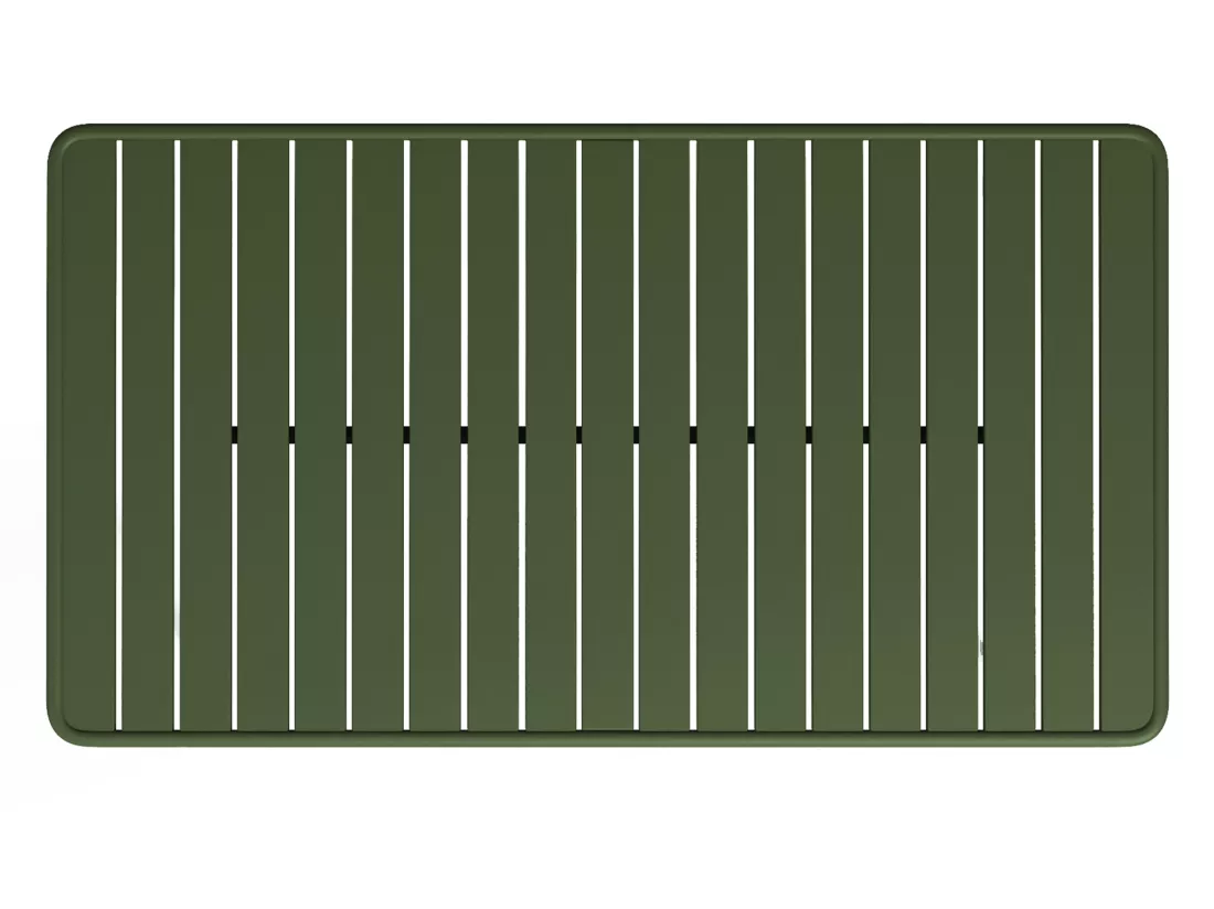 Salle à manger de jardin en métal - une table L.160 cm avec 2 fauteuils empilables et 4 chaises empilables - Kaki - MIRMANDE de MYLIA