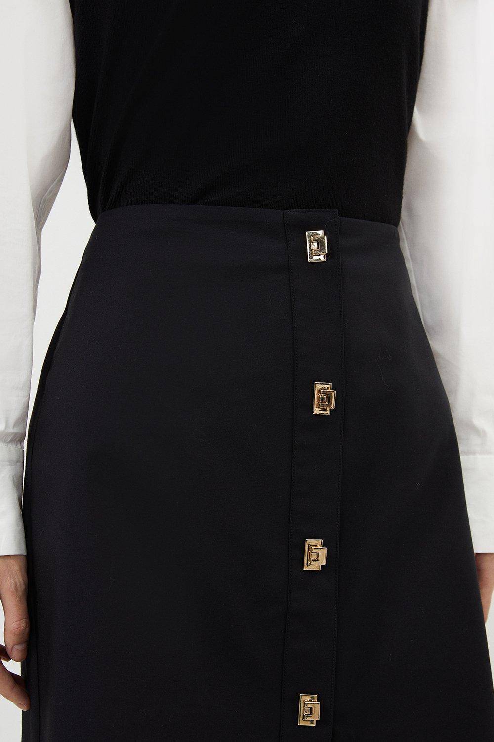 KarenMillen Jupe tissée en coton techno avec fermoir doré