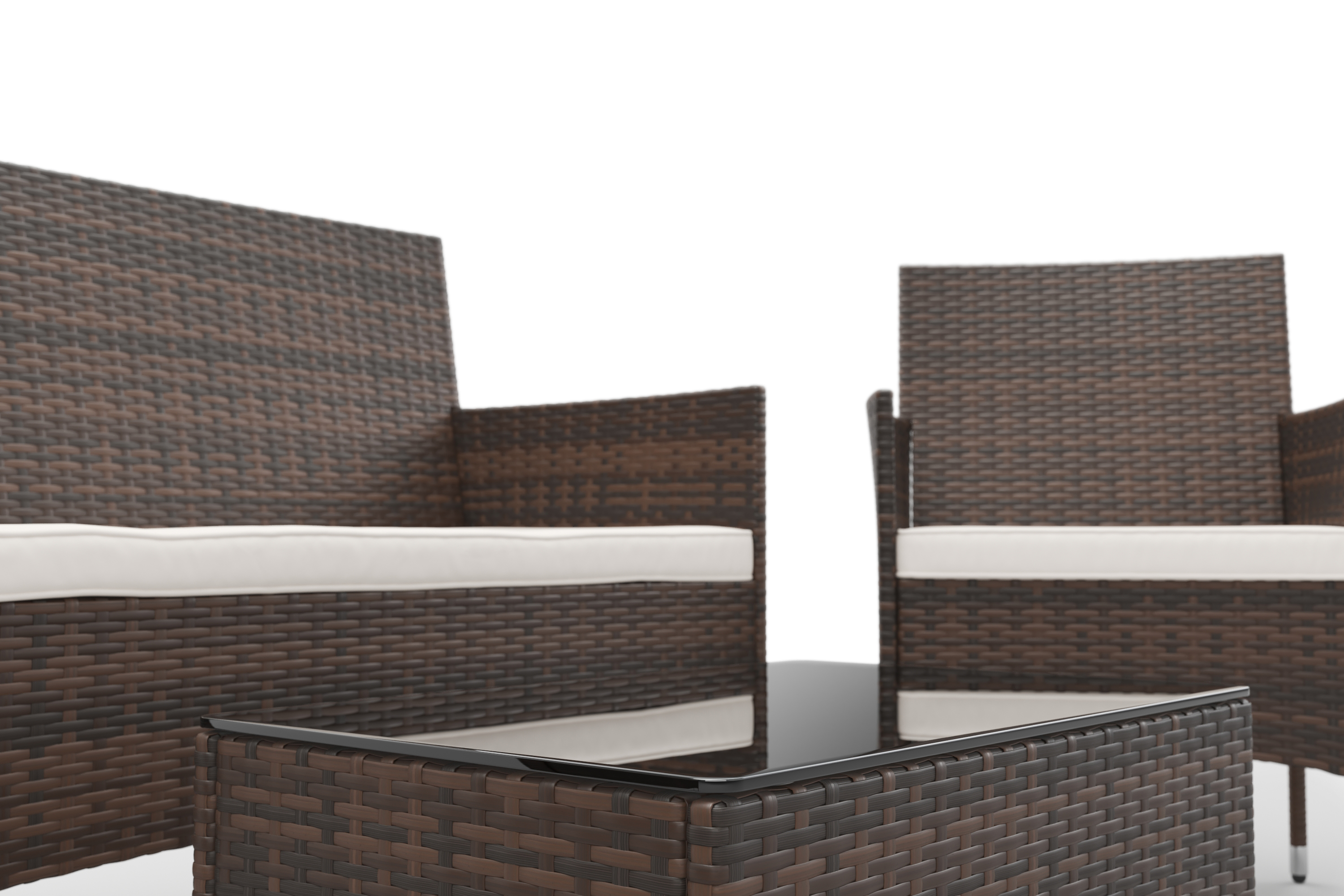 Gartenset Rattan MALIA dunkelbraun/weiss