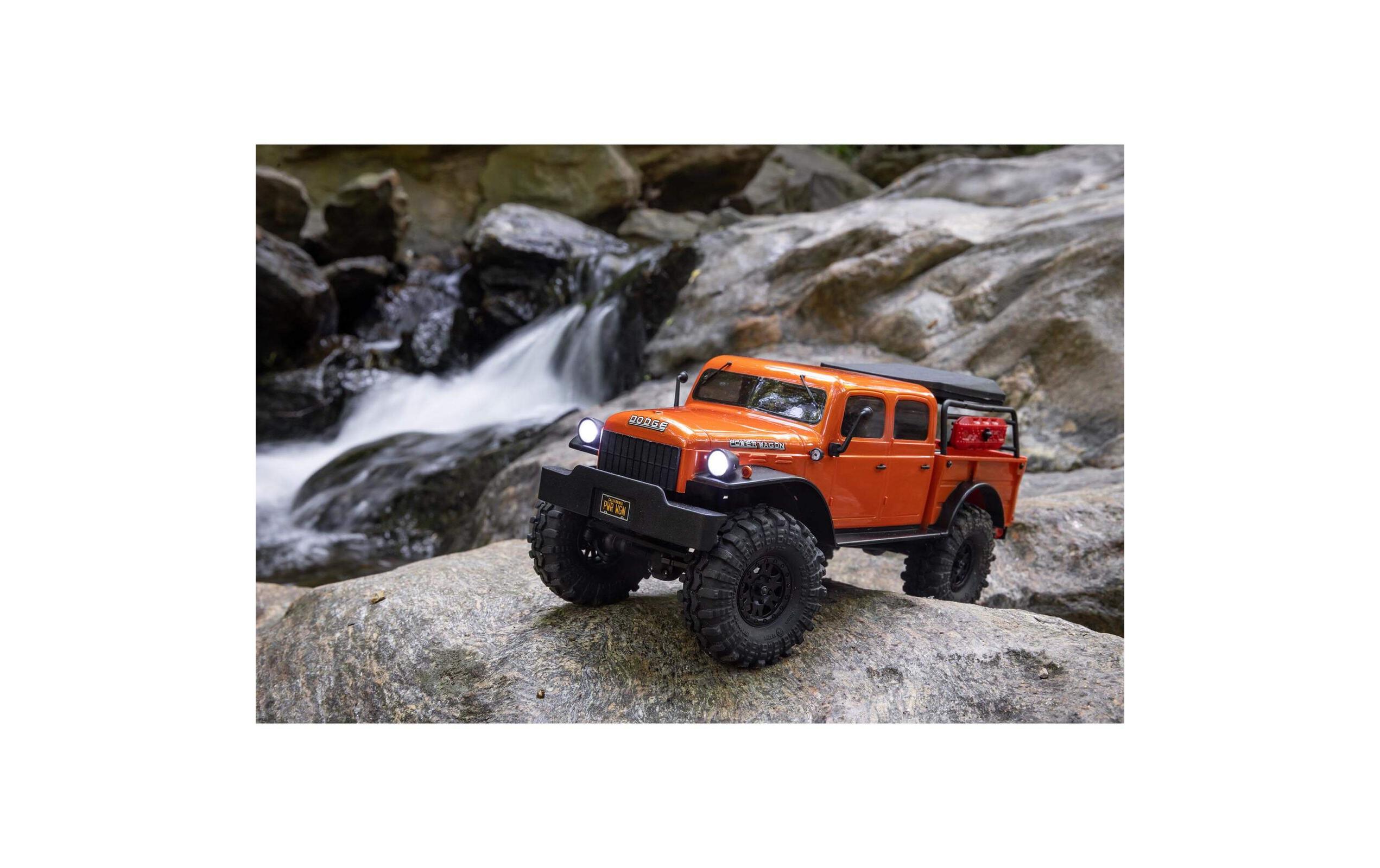 Scale Crawler SCX24 Dodge Power Wagon Orange, 1:24, RTR<br>Kleiner 4wd Rock Crawler mit 4-Türiger Powerwagon Karosserie