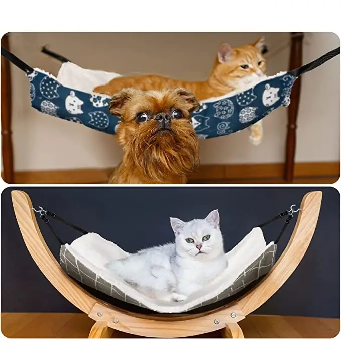 (50x35cm) Katzen Hängematte Flauschige Schaukel Haustier Liege Hängebett - Pfoten
