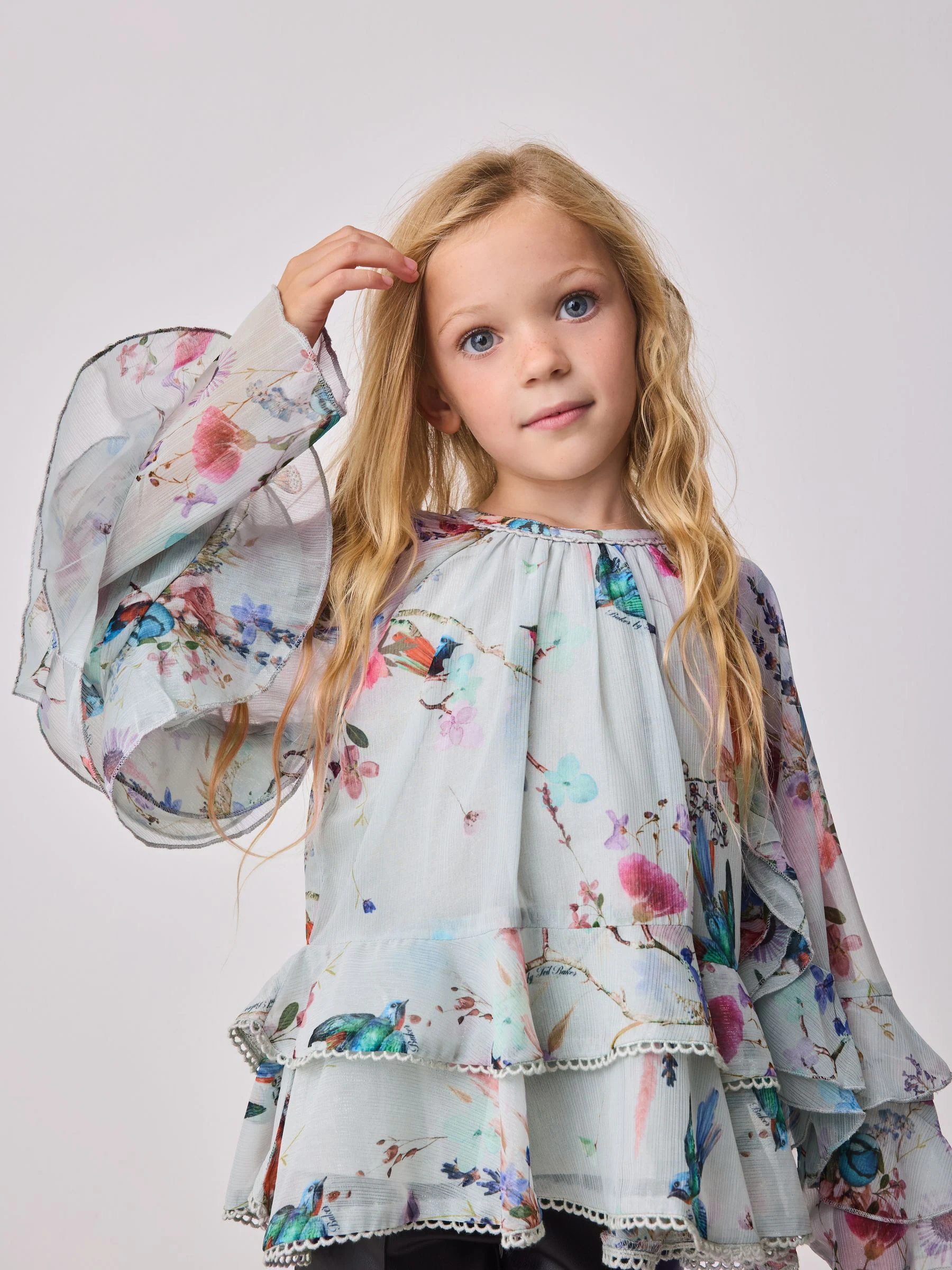 Baker by Ted Baker Mint Green All Over Printed Chiffon Blouse