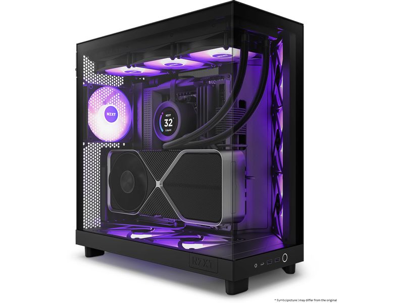 NZXT PC-Gehäuse H6 RGB Flow Schwarz Kompaktes Mid-Tower-Gehäuse mit hohem Luftstrom und RGB Lüftern
