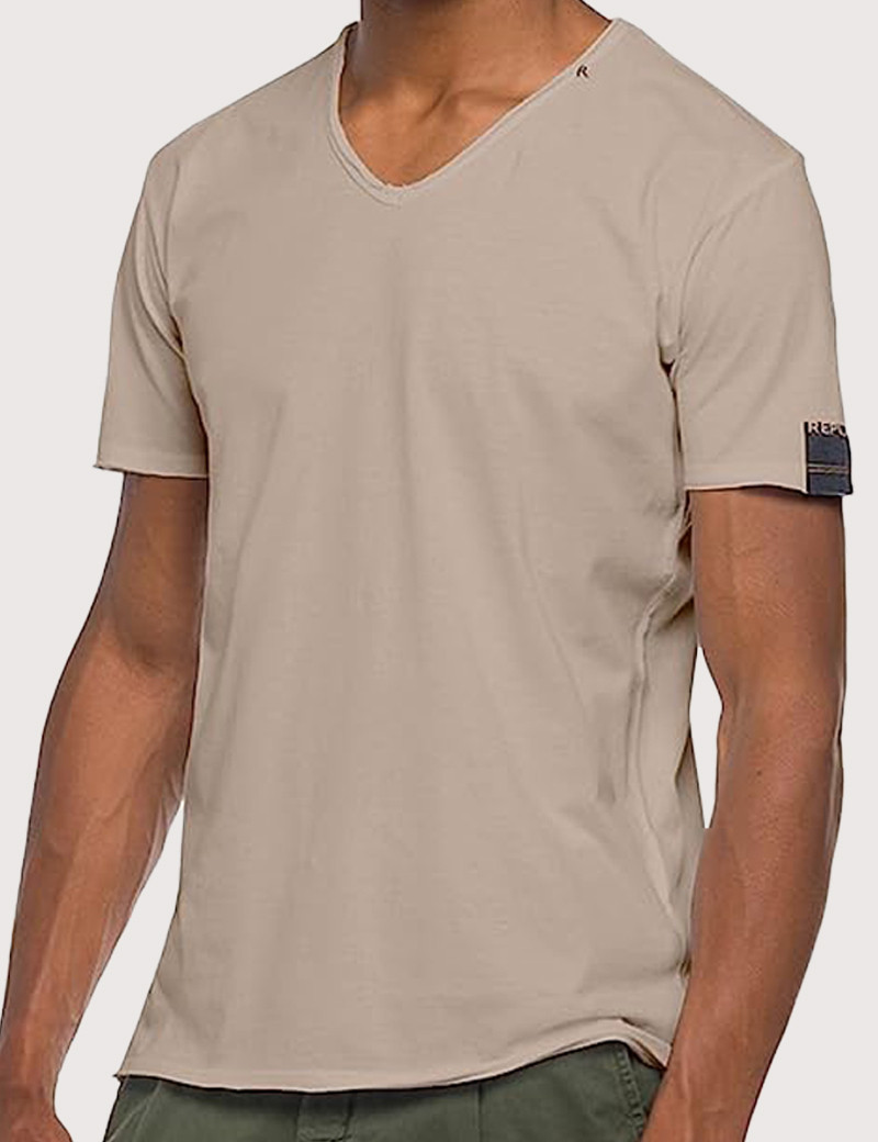 REPLAY T-SHIRT HOMME  COTON TAUPE