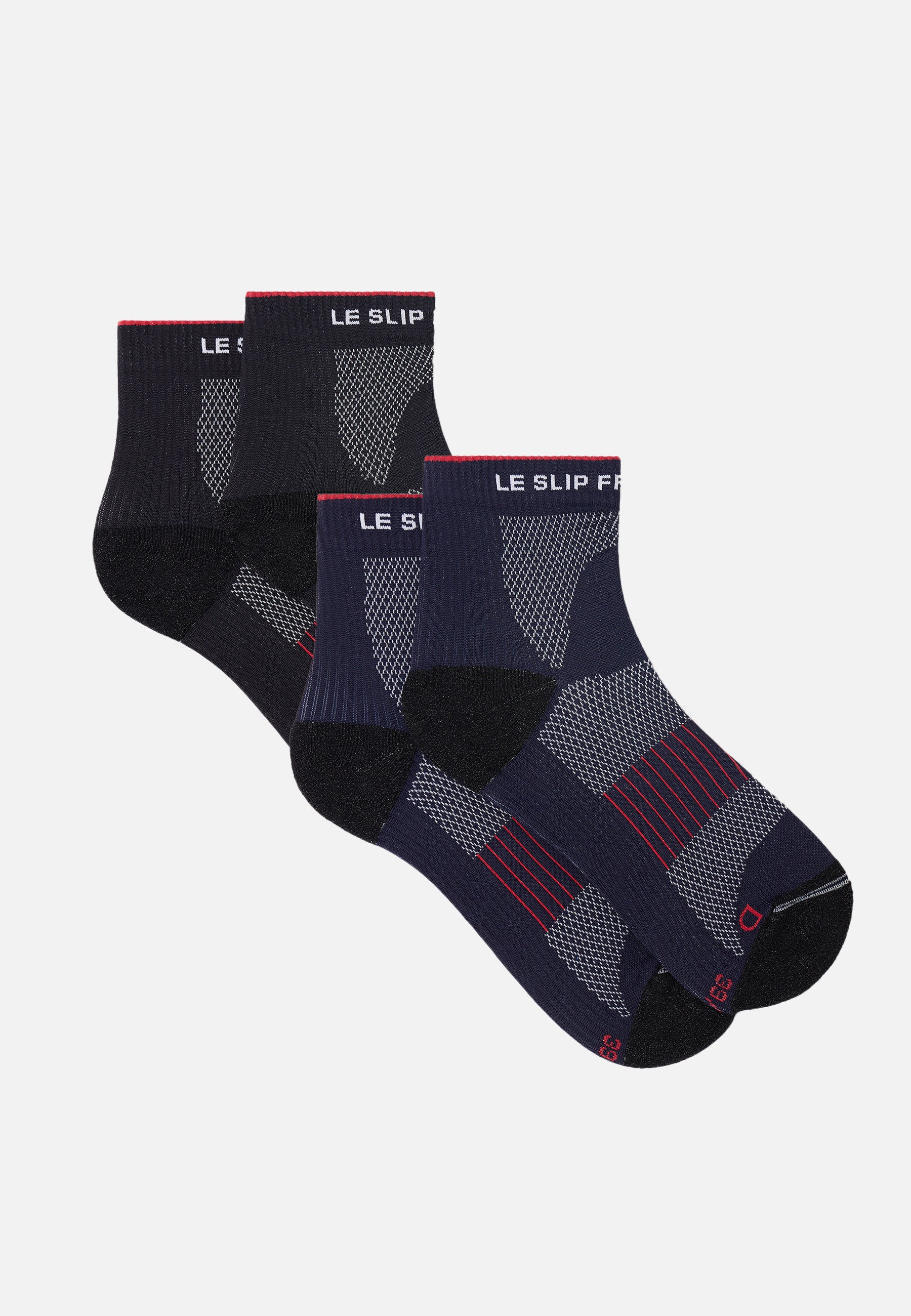 Duo de chaussettes courtes en polyamide-Pack Chaussettes Gaetan Marine Noir