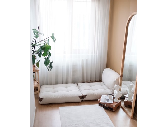 CONCEPT1 - Fauteuil convertible Teddy pliable crème 80 x 60 x h70