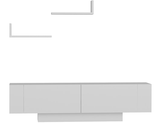 CONCEPT1 - Meuble TV Ekol - Blanc 150 x 40 x 31,5