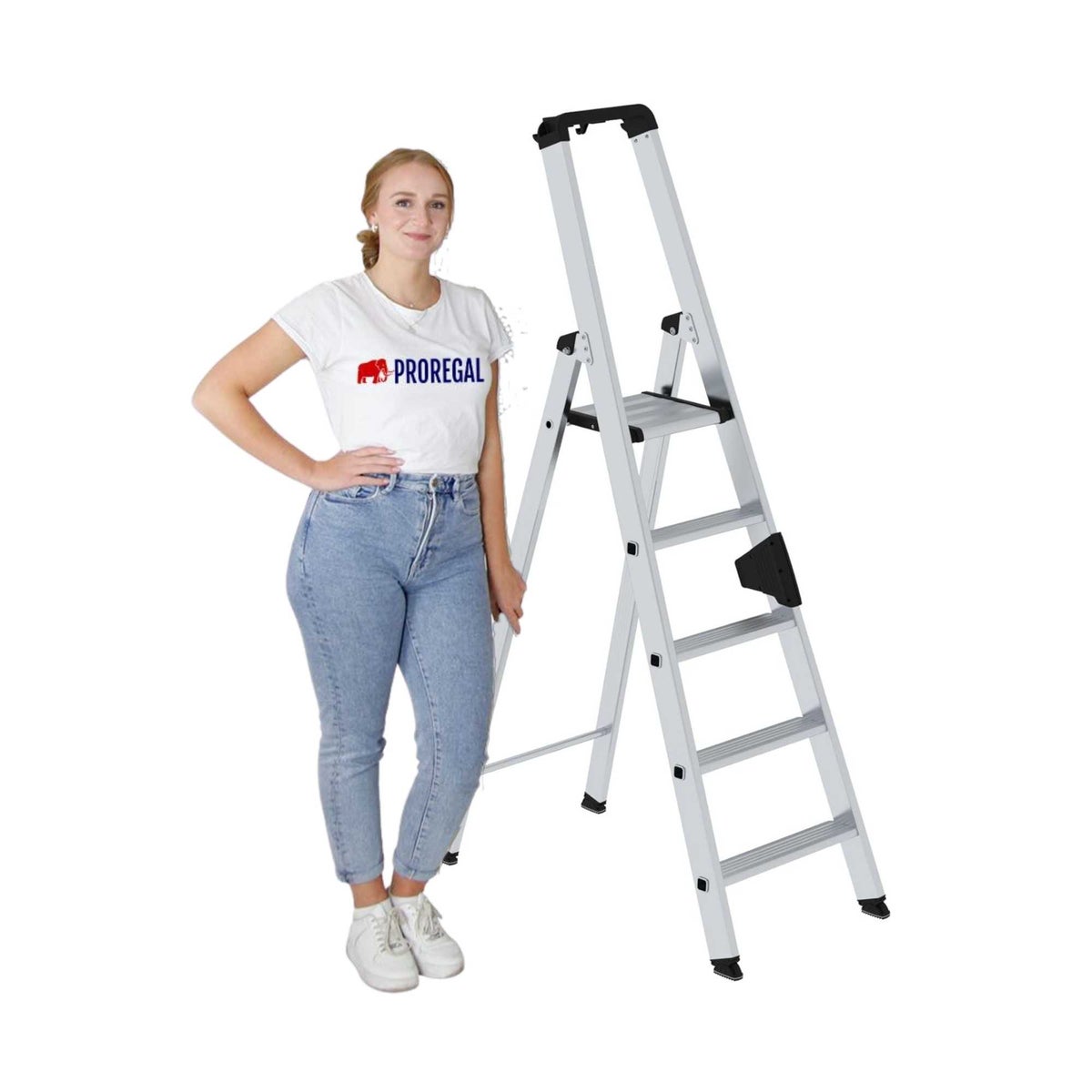 PROREGAL Trapladder, eenzijdig toegankelijk, 5 treden