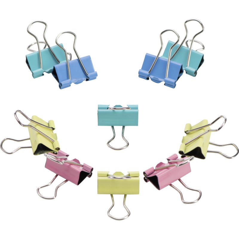 Pince double clip couleur pastel assortie 15 mm - Boîte de 10