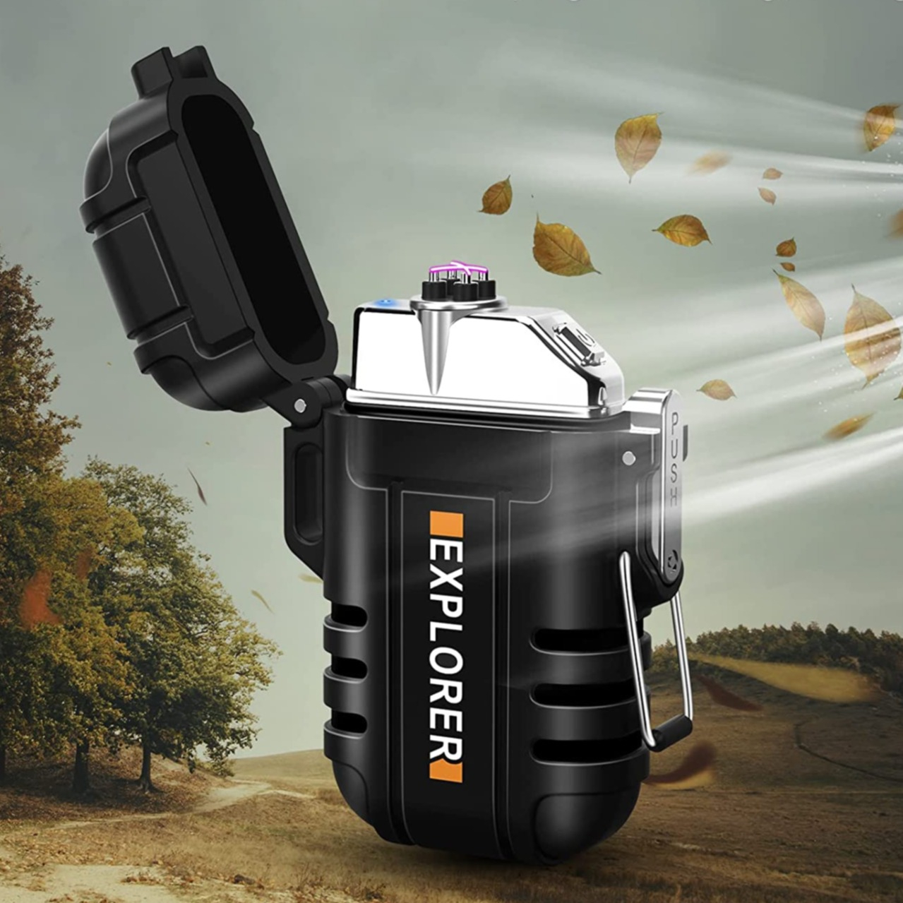 Elektrisches Lichtbogen USB Camping Feuerzeug (Wiederaufladbar) - Schwarz