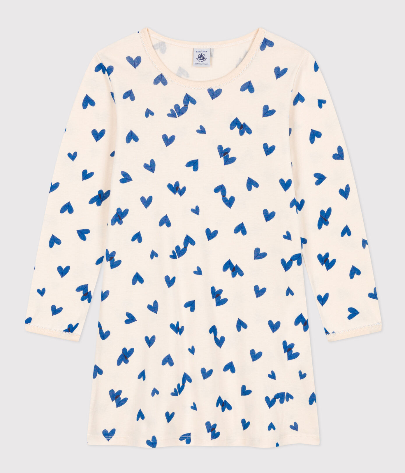 Chemise de nuit cœur petite fille en coton