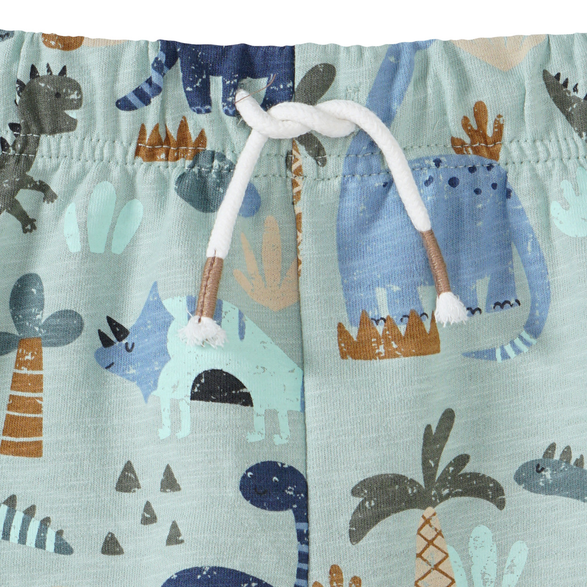 Topomini Baby Joggingshort mit Dino-Motiven salbei / bunt