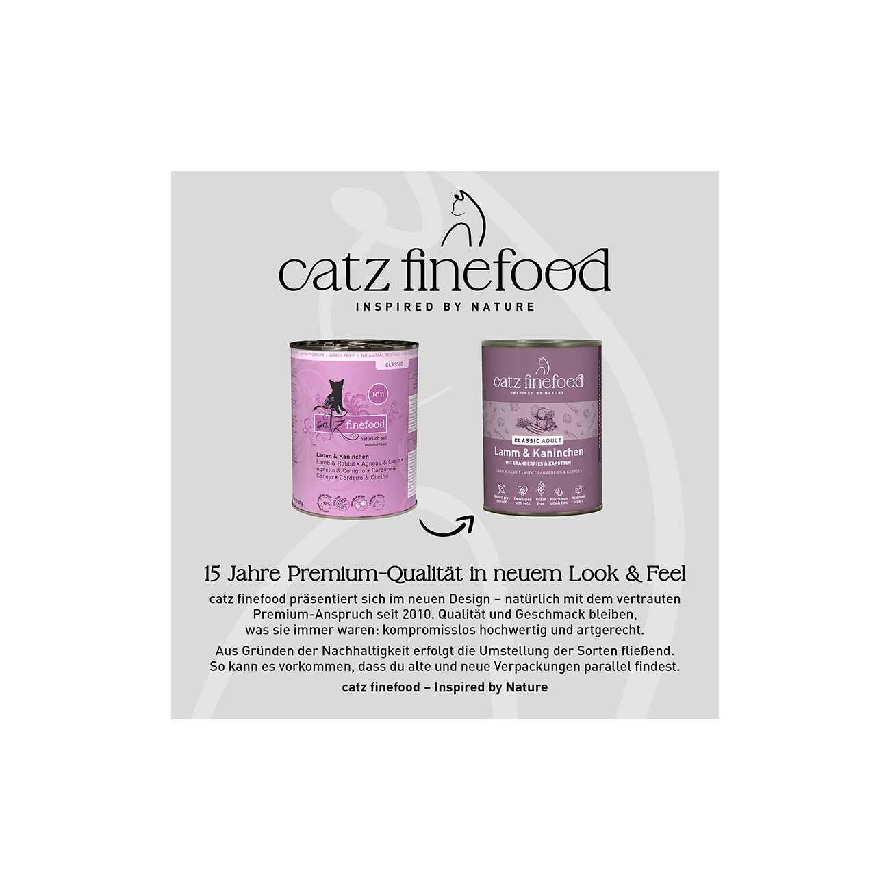 Catz finefood Nassfutter Katze Classic Adult Kaninchen und Lamm 6x400 g