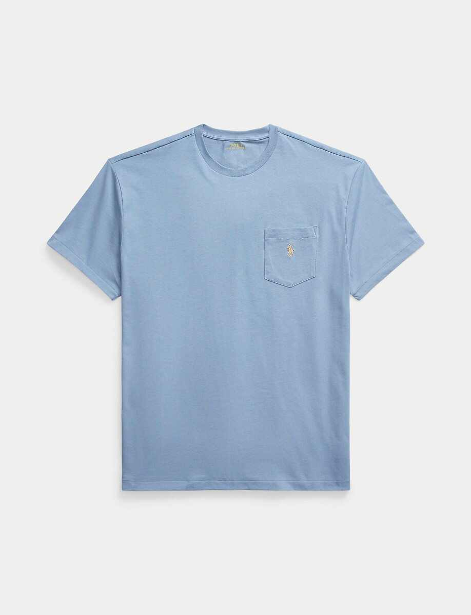 POLO RALPH LAUREN<br>Camiseta de malha reta com logotipo bordado