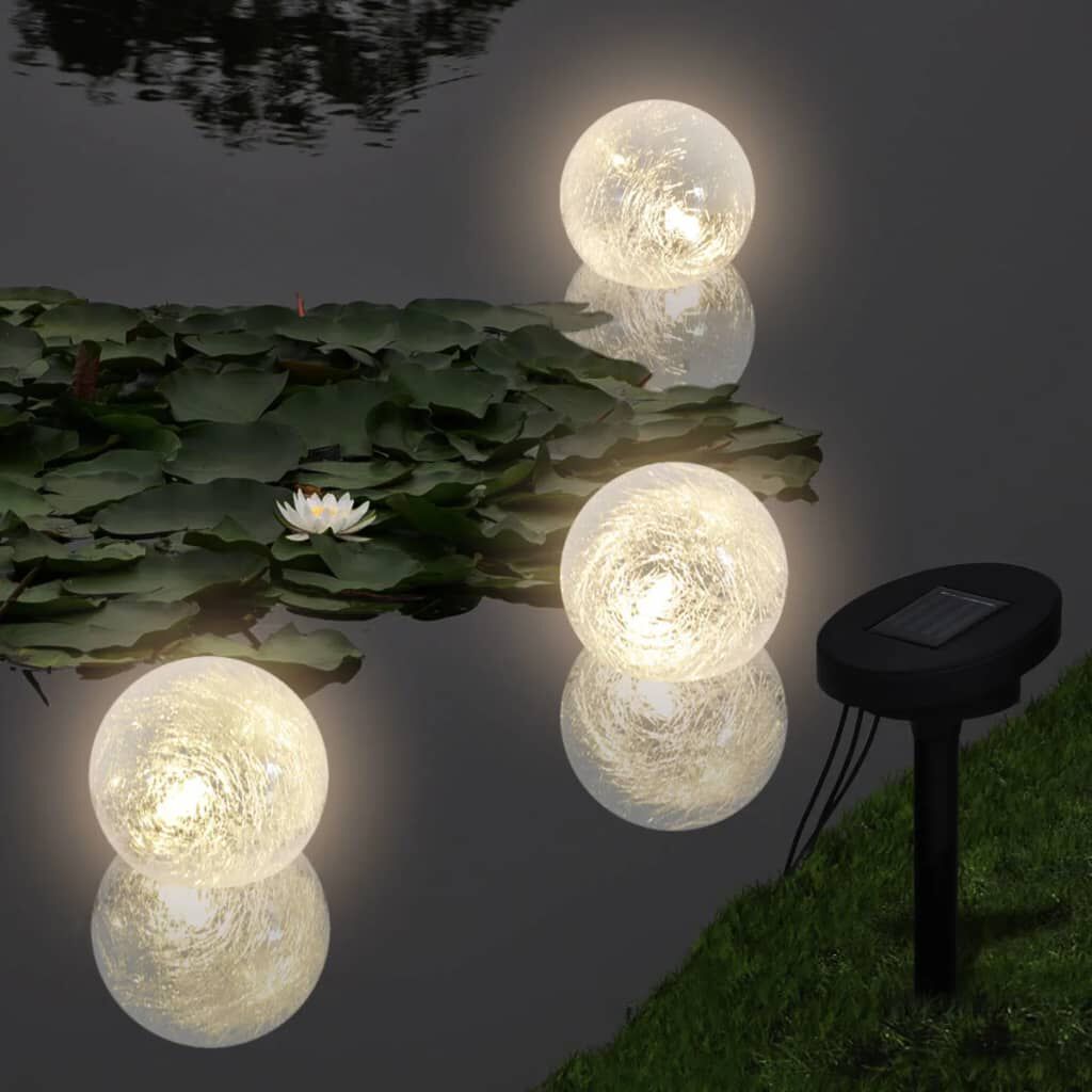 vidaXL Drijvende LED-vijverlampen op zonne-energie, 3-pack