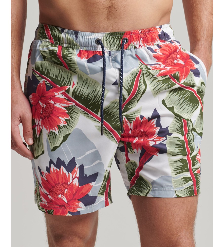 Maiô havaiano da Superdry feito com material reciclado multicolorido.