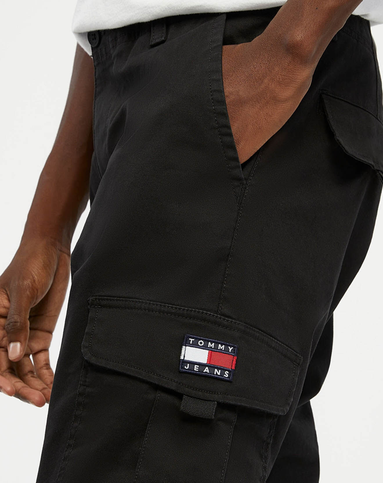 Tommy Jeans Pantalon cargo ajusté Ethan twill noir