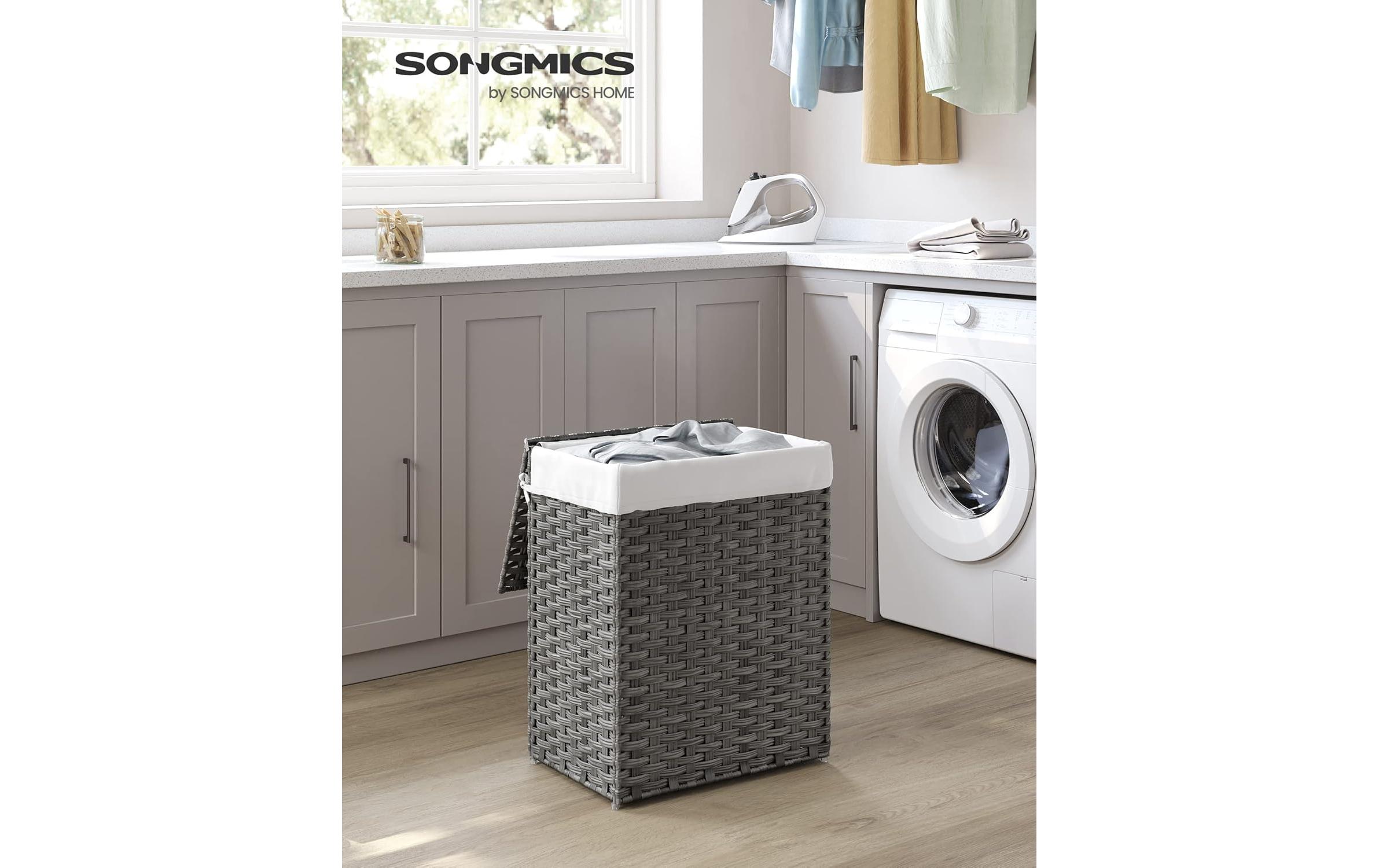 Wäschekorb 90 L, GrauWäschekorb Polyrattan