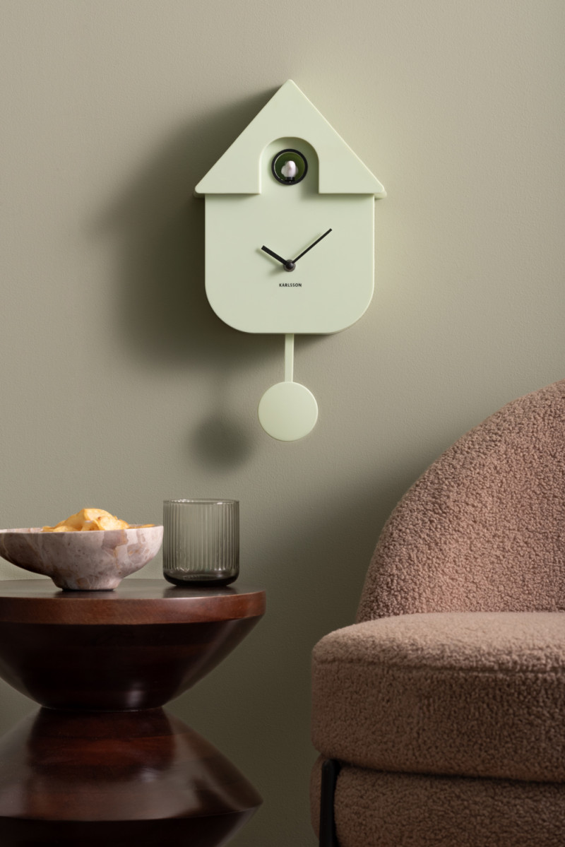 Wall Clock Modern Cuckoo KA5768TB Turquoise blue