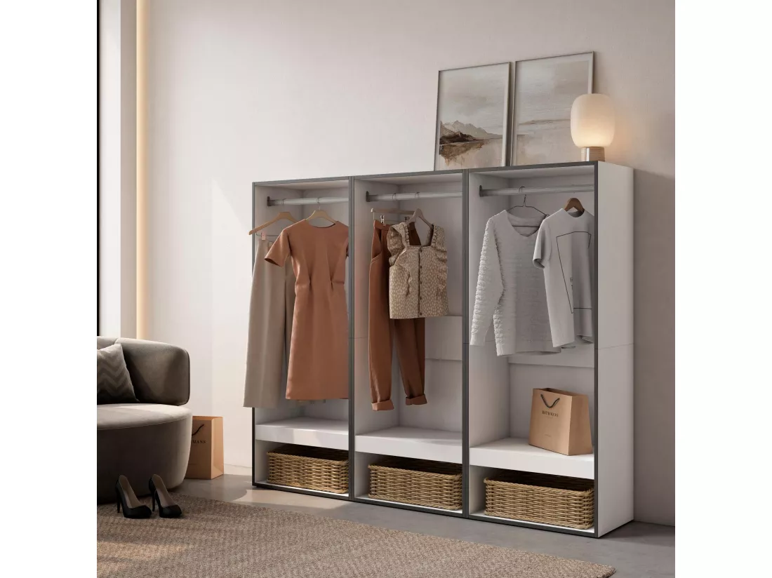 Armoire Vestiaire ouvert, 180x35x145 cm, Chambre à coucher, pièce, Vêtement, Dressing, Blanc