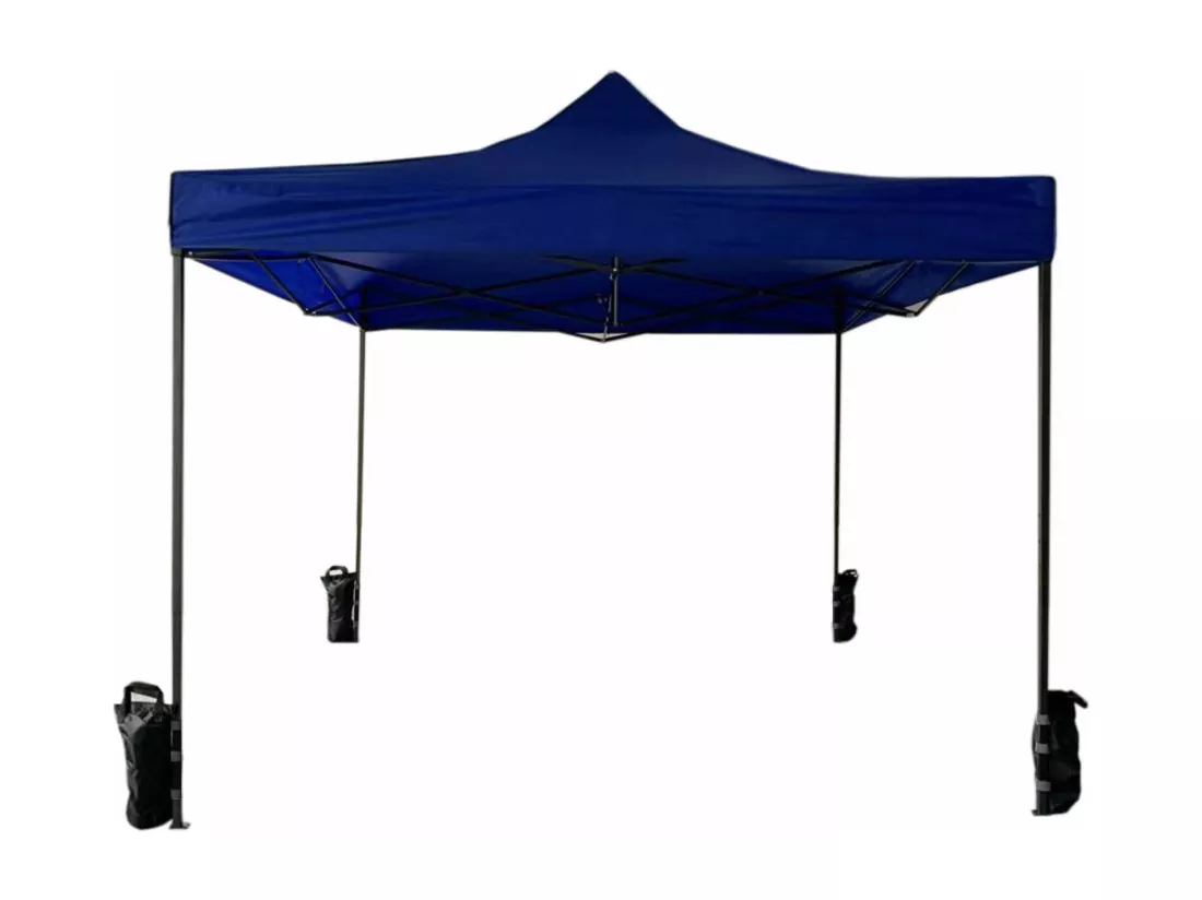 Gazebo Chapiteau Pliant Bleu 4 Poids Métal Polyester Terrasse 3x3