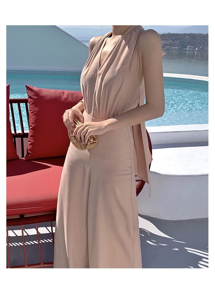 Morning Glory - Halter-hals jumpsuit met strik op de rug