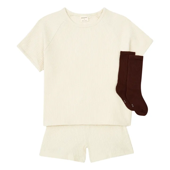 Gamin Gamine Exclusivité Gamin Gamine x Smallable - Set T-shirt + Short Johnny | Ecru
