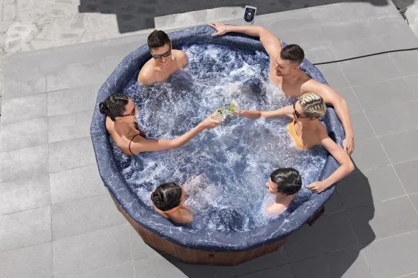 Bestway Lay-Z-Spa 6001W, 1250 L, 7 person(er), Rund, Boble/Jet massage, ABS, Polypropylen (PP), Polyvinylchlorid (PVC), Brun