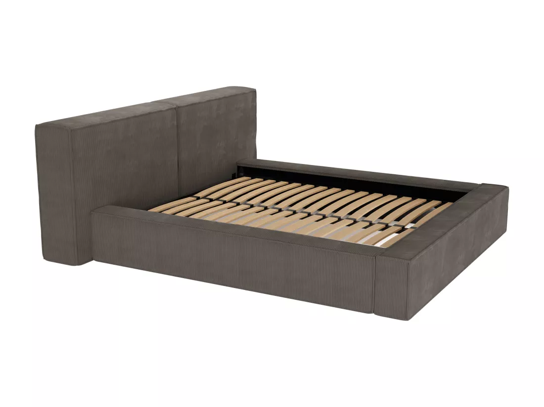 Lit coffre 140 x 190 cm - Velours côtelé - Taupe - TIMANO de Pascal Morabito